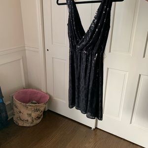 Black low cut sequin dress